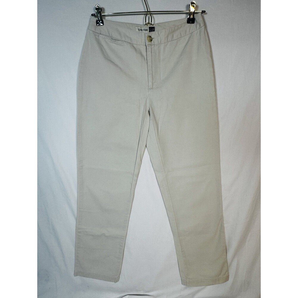 GAP Women's Low Rise Beige Cotton Twill Chino Straight Leg Pants Pockets 30"